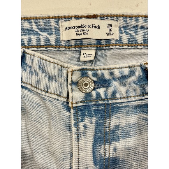 Abercrombie & Fitch The Skinny High Rise Light Denim Jeans Blue 29 8 Curve Love - Picture 4 of 7